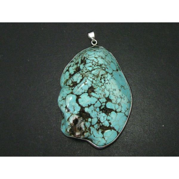 Vintage Sterling 250ct Natural Turquoise Large Chunky Pendant 54g i12759 Image 5 Estate Jewelers Toledo, OH