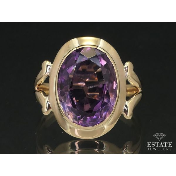 Vintage 14k Yellow Gold Oval Cut 4ct Natural Amethyst Solitaire Ring 3.9g i12688 Estate Jewelers Toledo, OH
