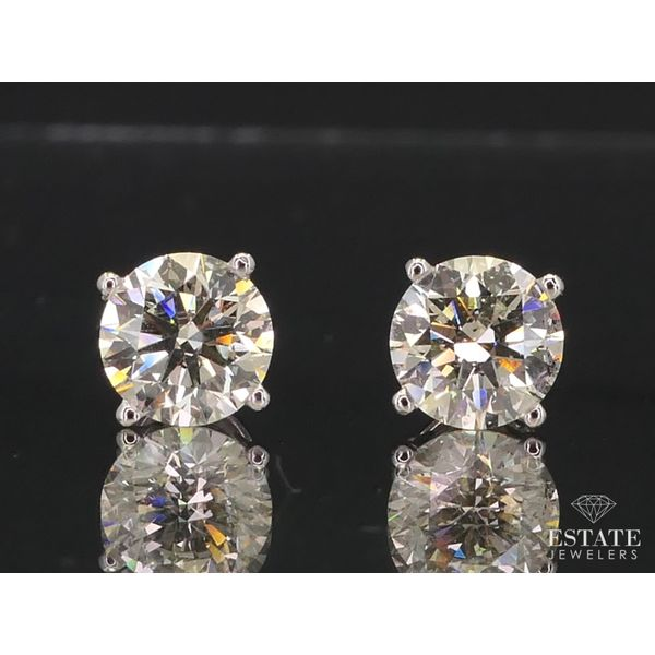 Estate 14k White Gold Round Cut Natural 3.62ctw Diamond Stud Earrings i12607 Estate Jewelers Toledo, OH