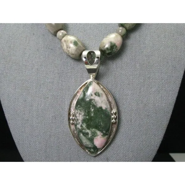 Buy The Mens Tree Agate and Silver Beaded Necklace | JaeBee Jewelry