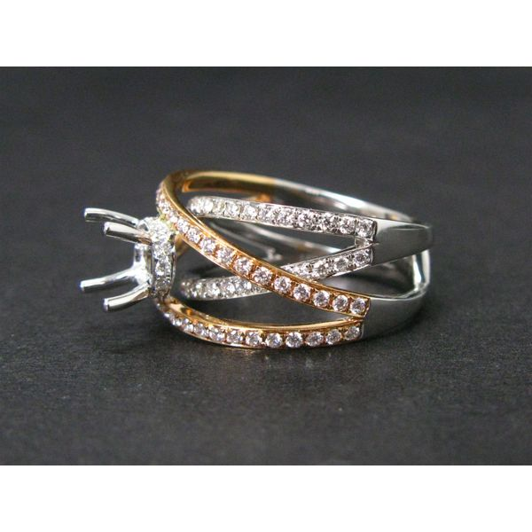18k White & Yellow Gold .77ctw Diamond Semi Mount Engagement Ring 7g i2845 Image 2 Estate Jewelers Toledo, OH