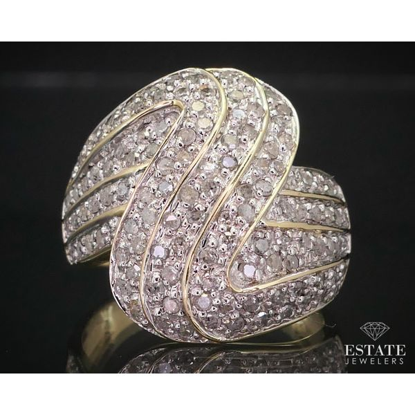 Estate 14K Yellow Gold 1ctw Diamond Freeform Crossover Band Ring 4.5g i12855 Estate Jewelers Toledo, OH