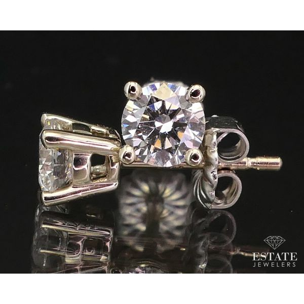 NEW 14k White Gold Round Cut .75ctw Lab Diamond Stud Earrings i13133 Estate Jewelers Toledo, OH