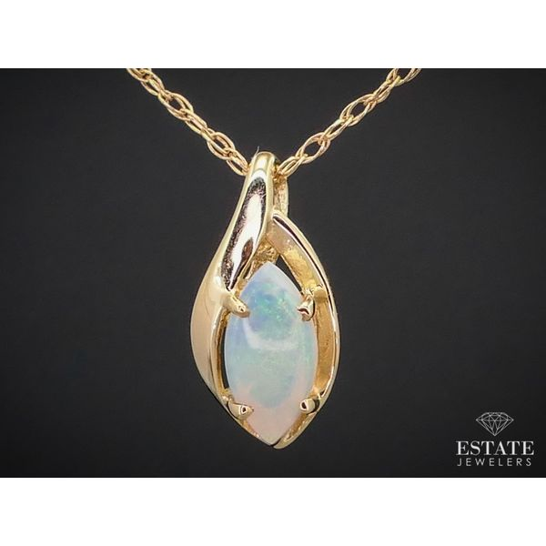 14k Yellow Gold Marquise Cut Natural Opal Ladies Necklace 1.4g 18"L i13218 Estate Jewelers Toledo, OH