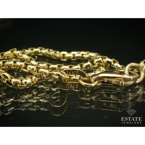 14K Real Yellow Gold Round Box Chain Bracelet for Women