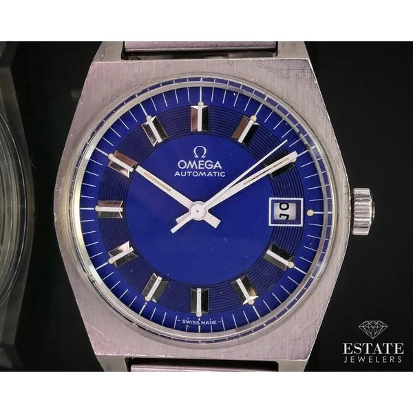 Vintage 1971 Stainless Omega Automatic Cal. 1480 Blue Date Mens Watch i13322