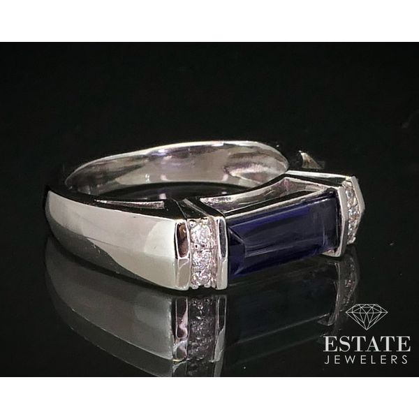 Estate 14k White Gold Natural Iolite & Diamond Ladies Band Ring 6.1g i13538 Image 2 Estate Jewelers Toledo, OH