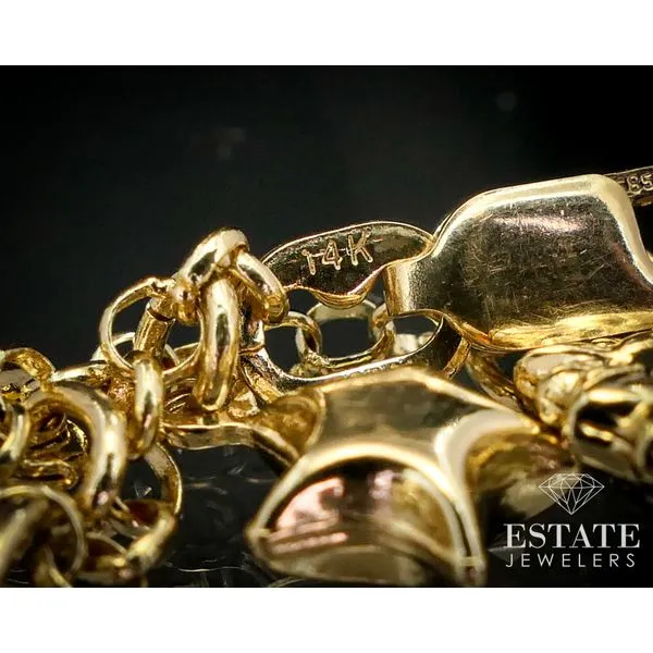 Estate 14K Yellow Gold Double Link Charm Bracelet