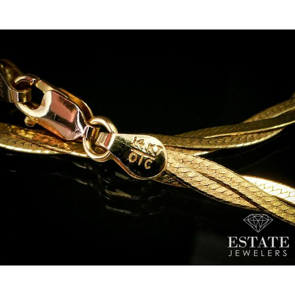 14k Yellow Gold Braided Herringbone Chain Ladies Necklace 6.9g 18"L i13584 Image 4 Estate Jewelers Toledo, OH