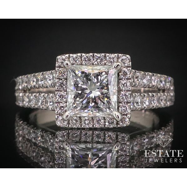 14k White Gold IGI Princess 1.13ct Lab Diamond Vera Wang Engagement Ring i13641 Estate Jewelers Toledo, OH