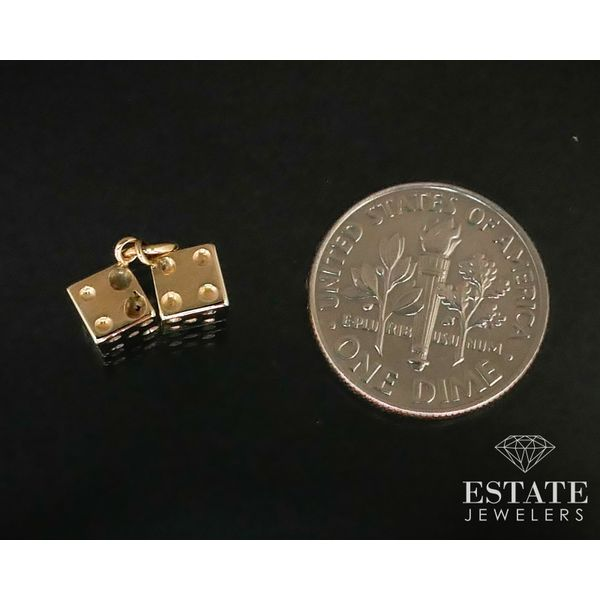 Estate 14k Yellow Gold Dimensional Dice Small Charm i13616 Image 2 Estate Jewelers Toledo, OH