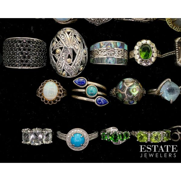 Estate Sterling 925 Multi Gem Ladies Ring Lot of 30 197g i13663 Image 2 Estate Jewelers Toledo, OH
