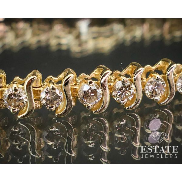 14 k Yellow Gold Diamond Tennis Bracelet - Great Lakes Boutique