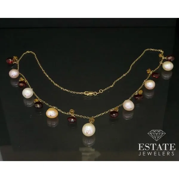 Vintage Handmade Garnet Necklace - Bead Clusters and Natural Pearls – Lori  Bilodeau Antiques