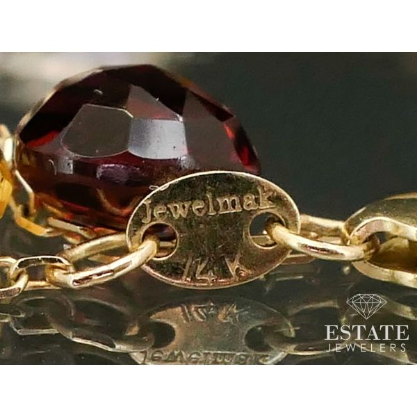 Vintage 14k Yellow Gold Natural Garnet Citrine & Pearl Necklace 10g 18"L i13693 Image 4 Estate Jewelers Toledo, OH