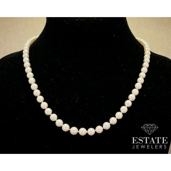 Estate 14k Yellow Gold 6mm Cultured Pearl Ladies Necklace 22.9g 18.5"L i13691 Estate Jewelers Toledo, OH