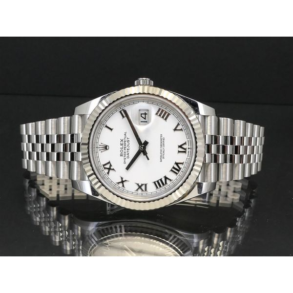 2022 Rolex DateJust 41mm 18k Fluted Bezel White Roman 126334 Mens Watch i9141 Image 4 Estate Jewelers Toledo, OH
