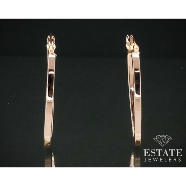 Estate 14k Rose Gold 2mm Smooth Oval Hoop Ladies Earrings 2.9g i13991 Image 2 Estate Jewelers Toledo, OH