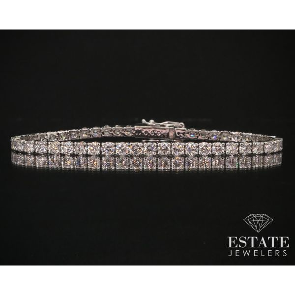 14k White Gold Round 7.11ctw Lab Diamond Tennis Bracelet 12.3g i14288 Estate Jewelers Toledo, OH