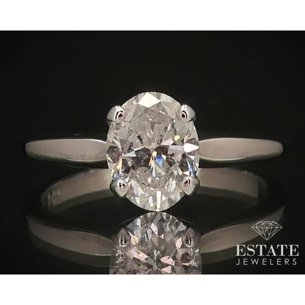 14k White Gold Oval Cut Natural 1.07ct Diamond Solitaire Ring 2.8g i7409 Estate Jewelers Toledo, OH