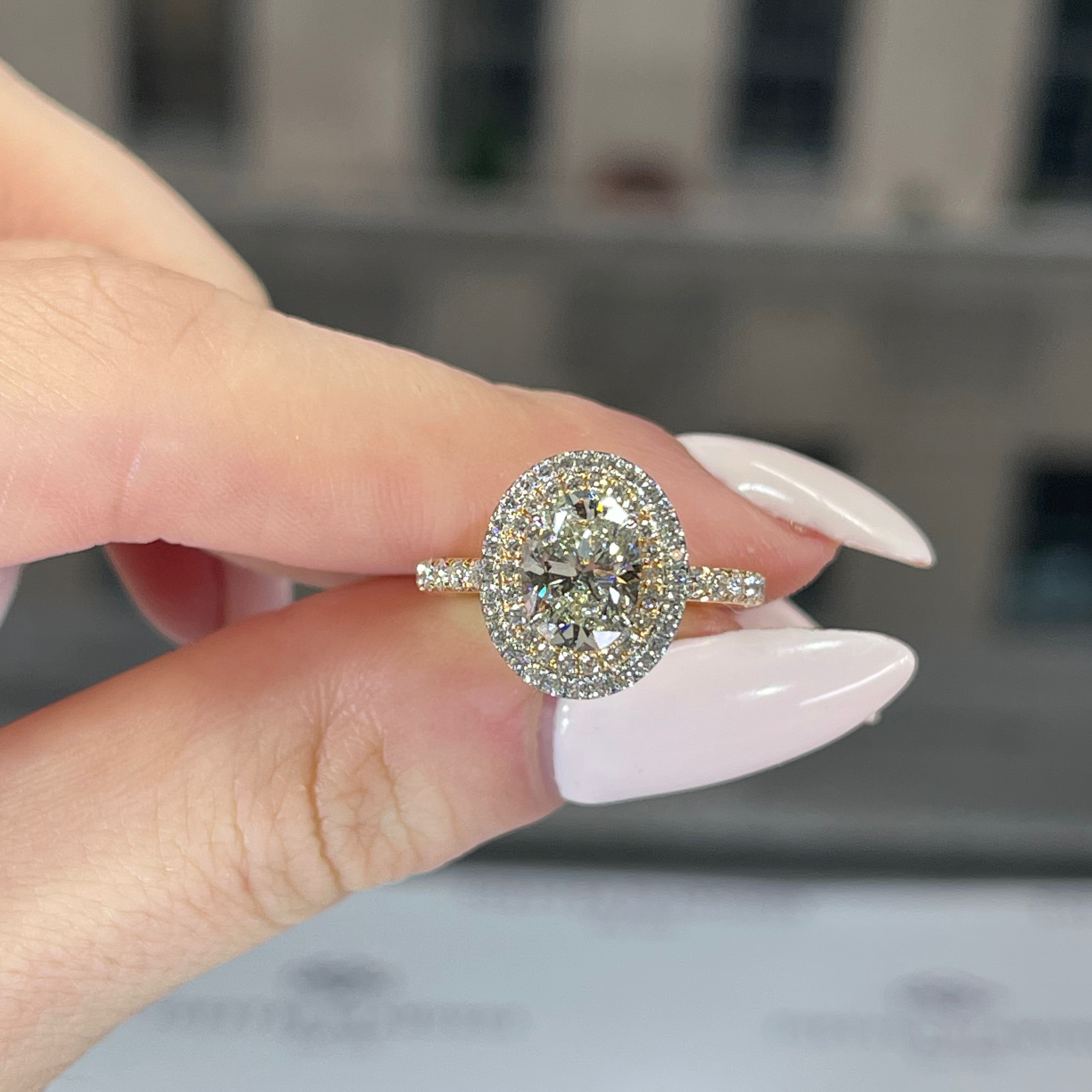 Two Tone Long Oval Engagement Rings Carat Oval Diamond Ring Vs1 J