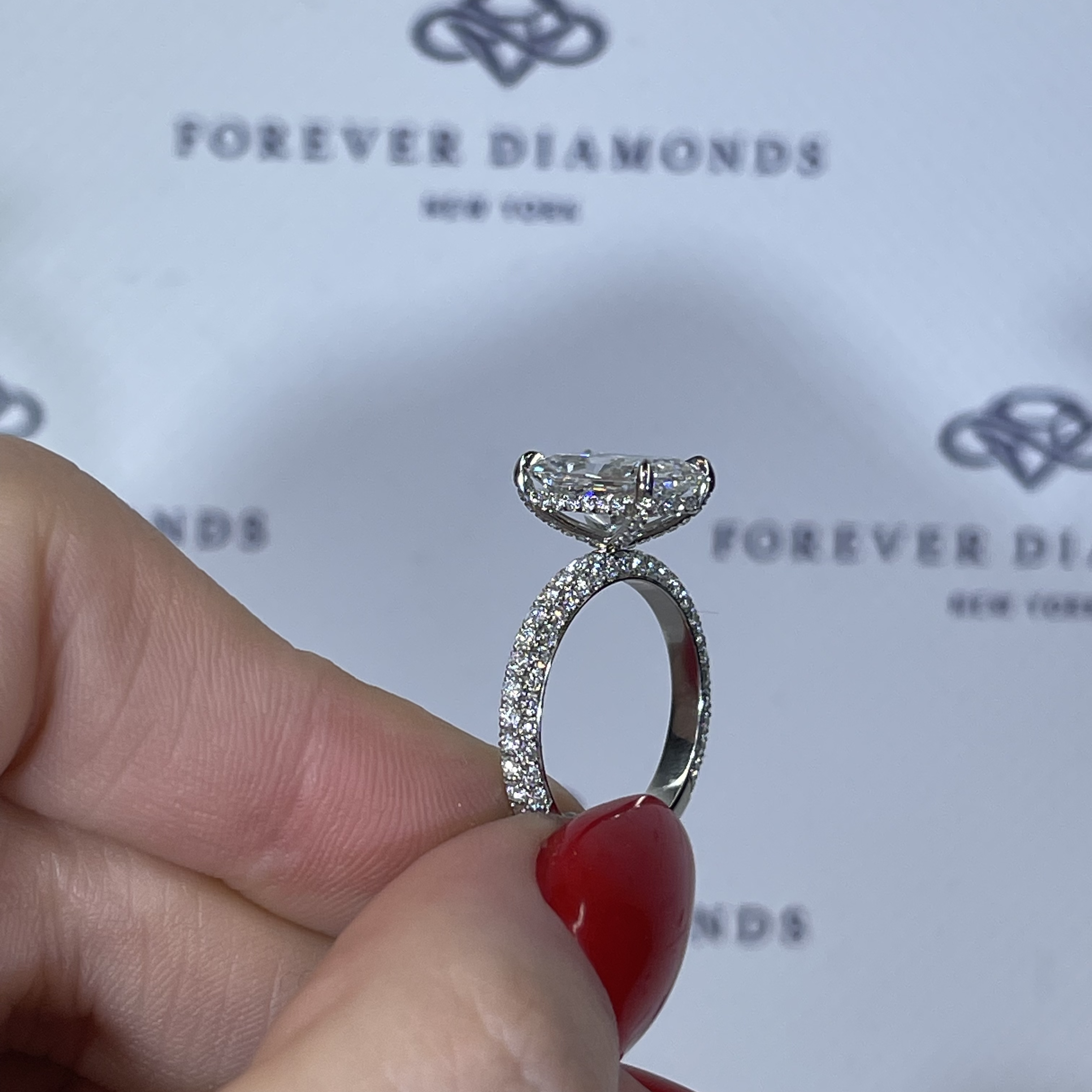 GIA 3.00ct G VS2 Radiant "Catherine" Engagement Ring Image 3 Forever Diamonds New York, NY