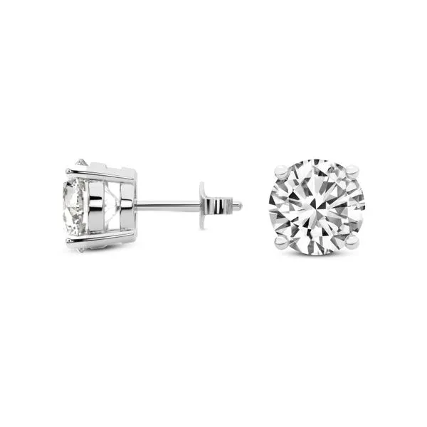 Four Prong Round Lab Diamond Stud Earrings