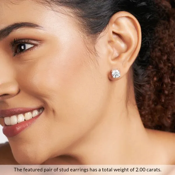 Four Prong Round Lab Diamond Stud Earrings