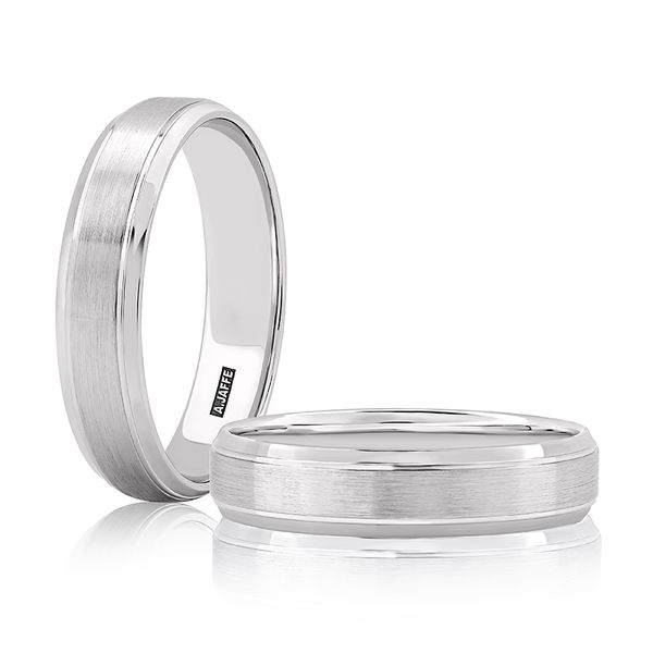 Domed Brushed Matte Platinum Men’s Wedding Band With Polished Edges Baxter's Fine Jewelry Warwick, RI