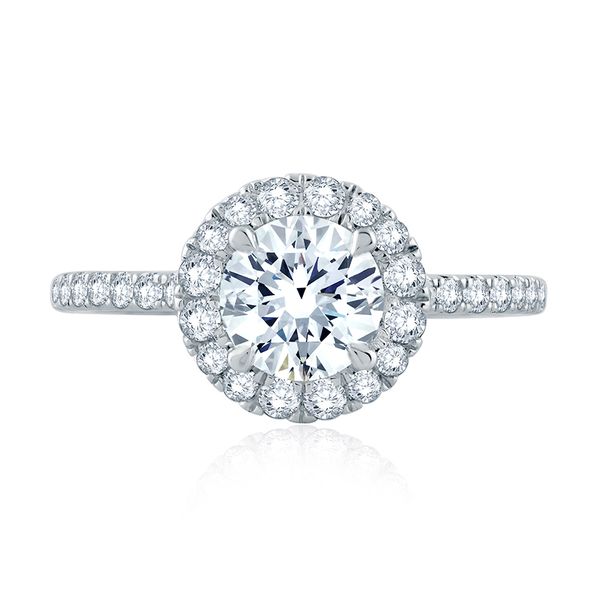 Round Halo Engagement Ring with Belted Gallery Detail Image 2 Hannoush Jewelers, Inc. Albany, NY