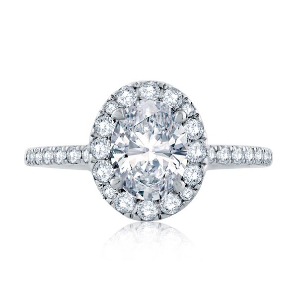 Oval Halo Engagement Ring with Belted Gallery Detail Image 2 Hannoush Jewelers, Inc. Albany, NY
