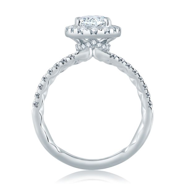 Oval Halo Engagement Ring with Belted Gallery Detail Image 3 Natale Jewelers Sewell, NJ