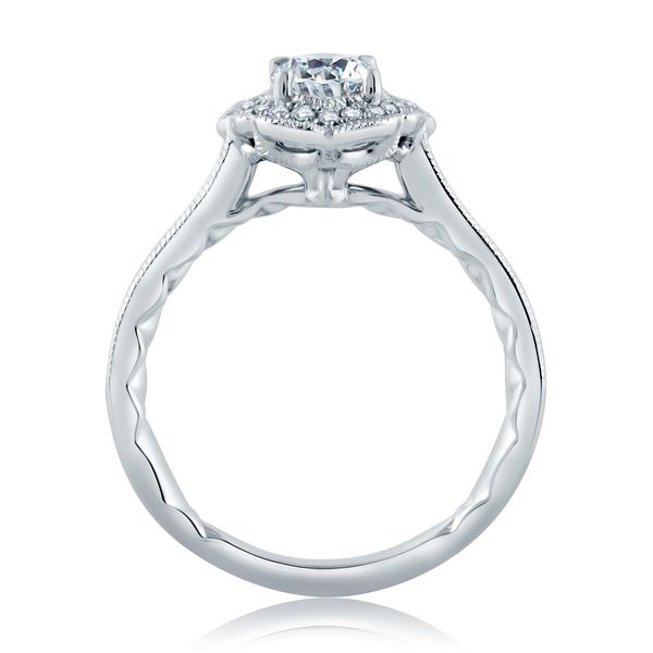 Floral Inspired Milgrain Detail Halo Oval Engagement Ring Image 3 Baxter's Fine Jewelry Warwick, RI