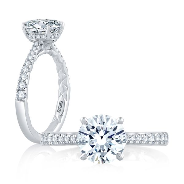Modern Round Quilted Engagement Ring Rasmussen Diamonds Mount Pleasant, WI