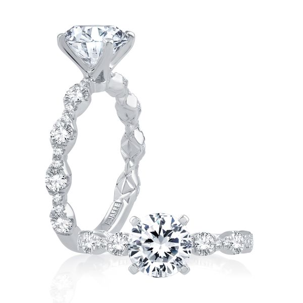 Four Prong Diamond Engagement Ring with Scalloped Band Hannoush Jewelers, Inc. Albany, NY