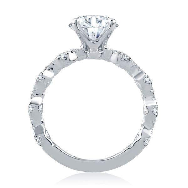 Four Prong Diamond Engagement Ring with Scalloped Band Image 3 Baxter's Fine Jewelry Warwick, RI