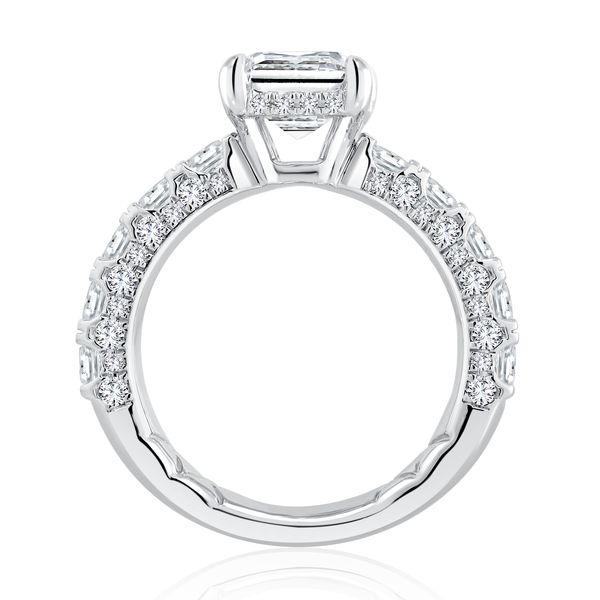 Emerald Cut Diamond Engagement Ring with Emerald Diamond Accents Band Image 3 Rasmussen Diamonds Mount Pleasant, WI