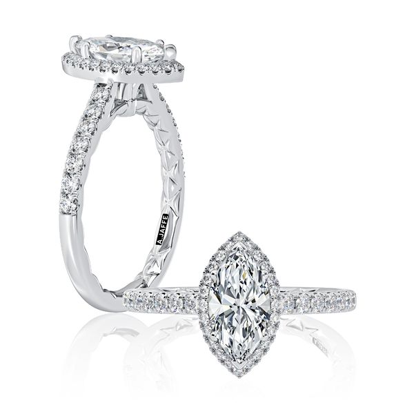 Sparkling Marquise Diamond Engagement Ring with Marquise Shaped Halo Hannoush Jewelers, Inc. Albany, NY