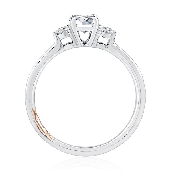 Three Stone Oval Cut Engagement Ring With Round Side Diamonds Image 3 Von's Jewelry, Inc. Lima, OH