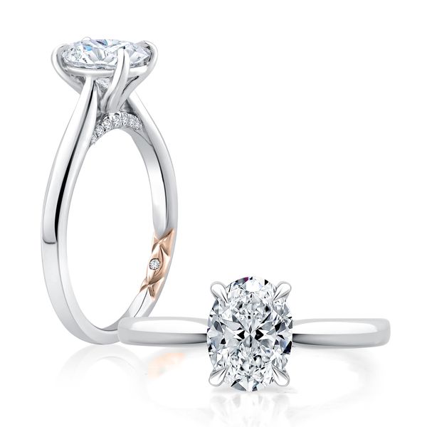 Oval Cut Diamond Solitaire Engagement Ring with Peek-A-Boo Diamonds Baxter's Fine Jewelry Warwick, RI