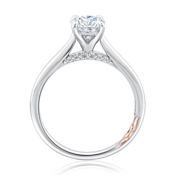 Oval Cut Diamond Solitaire Engagement Ring with Peek-A-Boo Diamonds Image 3 Baxter's Fine Jewelry Warwick, RI