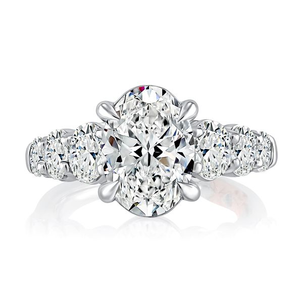 Classic Four Prong Oval Cut Diamond Flanked Engagement Ring Image 2 Hannoush Jewelers, Inc. Albany, NY