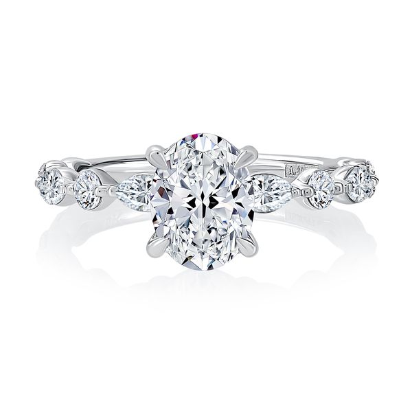 Floating Alternating Round and Marquise Diamond Engagement Ring Image 2 Castle Couture Fine Jewelry Manalapan, NJ