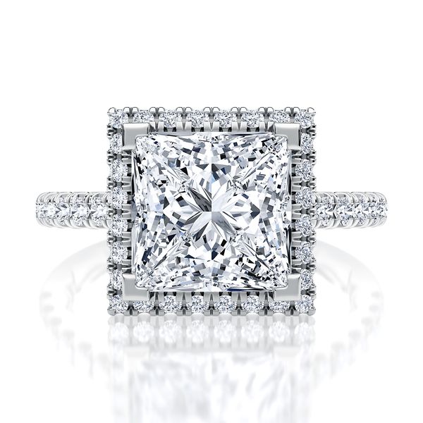 Moder Radiant Cut Diamond Engagement Ring with Halo and Pave Band Image 2 Hannoush Jewelers, Inc. Albany, NY