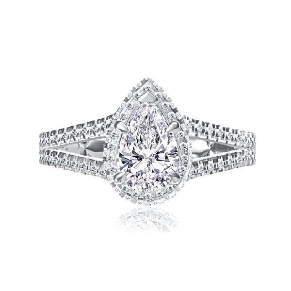 Pear Shaped Double Halo Diamond Engagement Ring Image 2 Sather's Leading Jewelers Fort Collins, CO