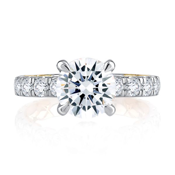 Elegant Two Tone Round Cut Diamond Engagement Ring with Hidden Halo Image 2 Baxter's Fine Jewelry Warwick, RI