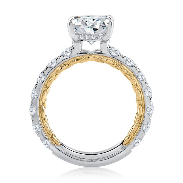Elegant Two Tone Round Cut Diamond Engagement Ring with Hidden Halo Image 3 Mark Allen Jewelers Santa Rosa, CA