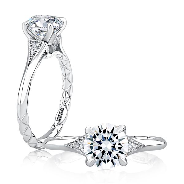 Solitaire Round Diamond Engagement Ring with Diamond Accented Sides Hannoush Jewelers, Inc. Albany, NY