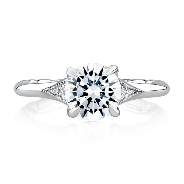 Solitaire Round Diamond Engagement Ring with Diamond Accented Sides Image 2 Natale Jewelers Sewell, NJ