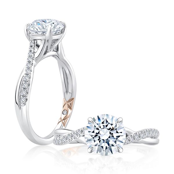 Round Cut Diamond Split Shank Crossover Engagement Ring Natale Jewelers Sewell, NJ